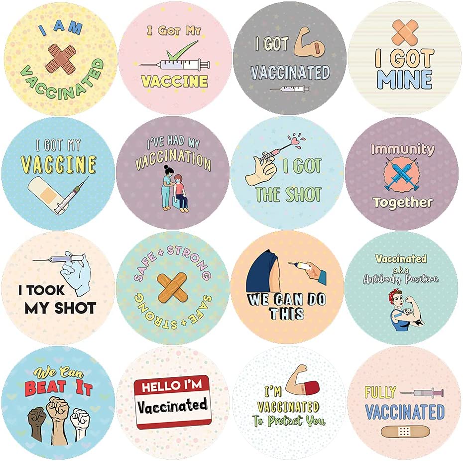 I Am Vaccinated Stickers (10 Sets X 16 Designs)
