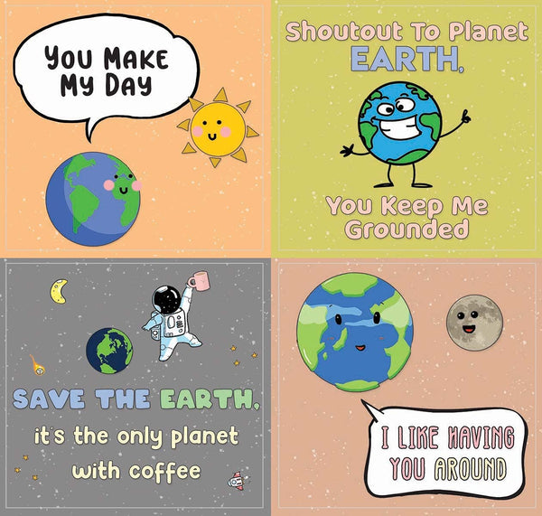 Funny Earth Quotes Stickers (5 Sets X 12 Designs)