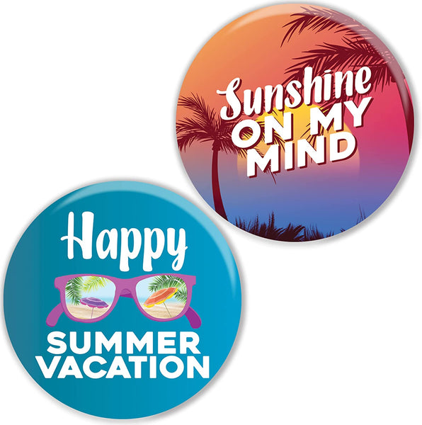 Creanoso Summer Vacation Pinback Button (1-Set X 10 Buttons) - Stocking Stuffers Premium Quality Gift Ideas for Children, Teens, & Adults - Corporate Giveaways & Party Favors