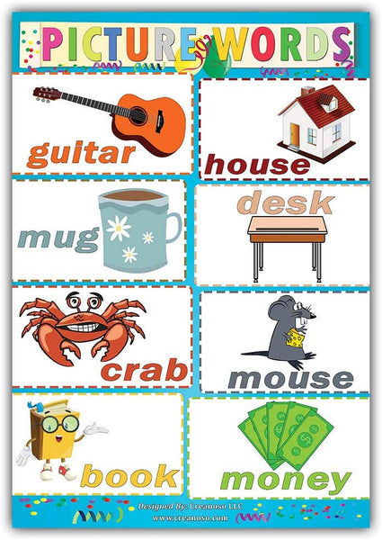 Creanoso Children Pre-School Elementary Educational Learning Posters (18-Pack with 36 Subjects)