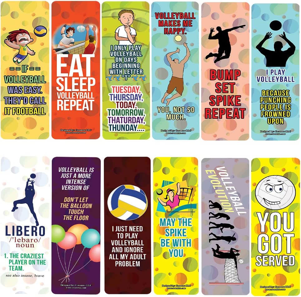 Funny Funny Volleyball Bookmarks (10-Sets X 6 Cards)