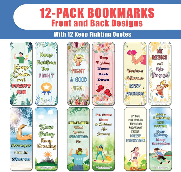 Keep Fighting Sayings Bookmarks (2-Sets X 6 Cards)