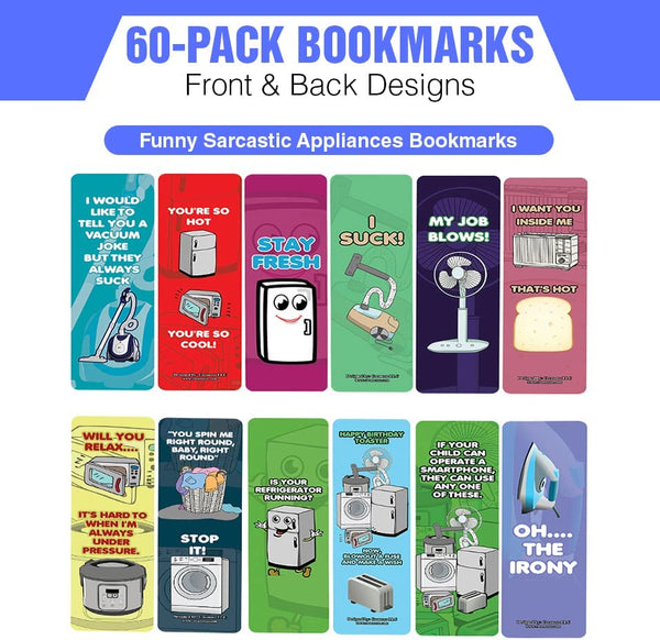 Funny Sarcastic Appliances Bookmarks (10-Sets X 6 Cards)