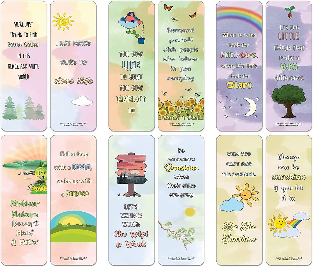 Motivational Watercolor Nature Bookmarks (5-sets X 6 Cards)