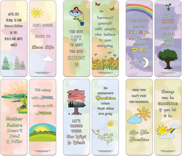 Motivational Watercolor Nature Bookmarks (10-sets X 6 Cards)