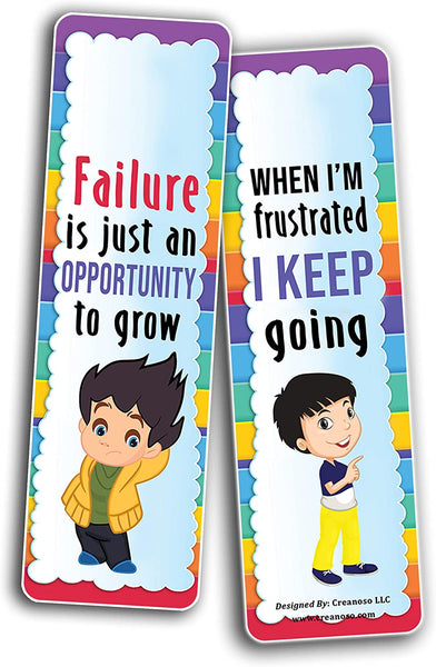 Creanoso Growth Mindset Bookmarks (10-Sets X 6 Cards) â€“ Daily Inspirational Card Set â€“ Interesting Book Page Clippers â€“ Great Gifts for Children and Teens