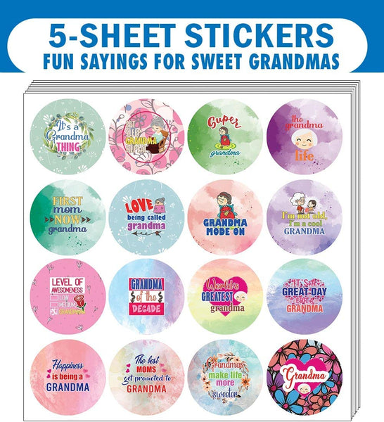 Creanoso I Am A Sweet Grandmama Stickers (5 Sets X 16 Designs) â€“ Sticker Card Giveaways for Granparents â€“ Awesome Stocking Stuffers Gifts for Grandparents