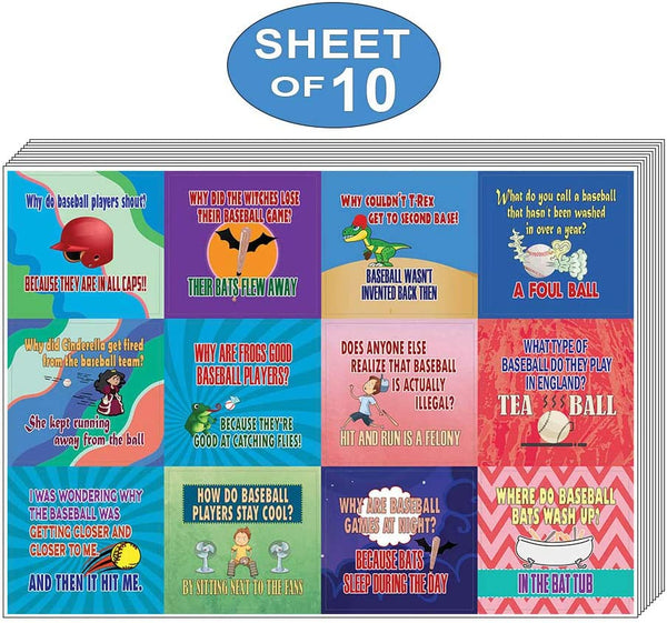 Creanoso Playing Baseball Funny Sports Jokes Stickers (10-Sheet) â€“ Total 120 pcs (10 X 12pcs) Individual Small Size 2.1 x 2. Inches