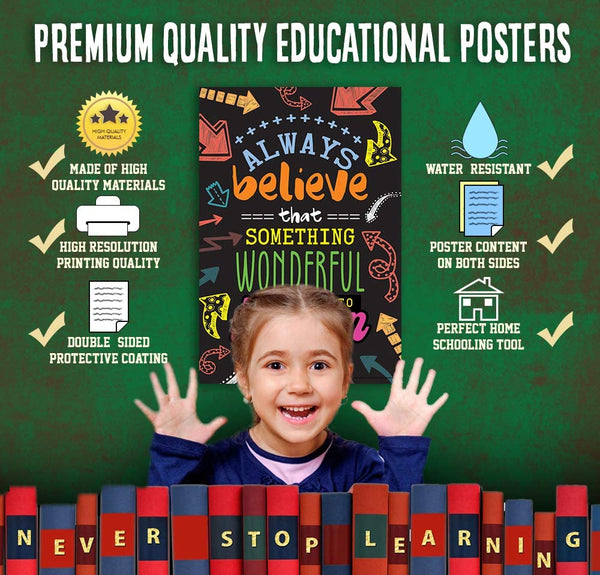 Colorful Words Art Poster (6 Pack) - Classroom Rewards Teacher Teaching Supply - Stocking Stuffers Gifts
