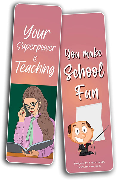 Creanoso Teacher Appreciation Bookmarks (5-Sets X 6 Cards) â€“ Daily Inspirational Card Set â€“ Interesting Book Page Clippers â€“ Great Gifts for Adults and Teens
