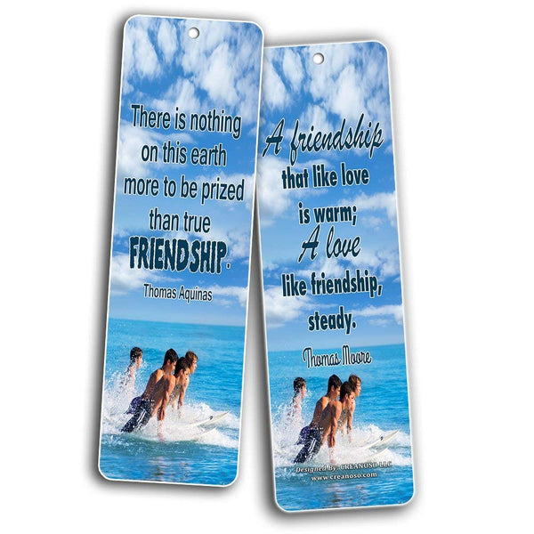Creanoso Friendship Quotes Bookmarks Cards (60-Pack) - Friendship Gifts for Men Women Kids Boys