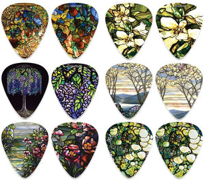Tiffany Stained Glass Famous Art Guitar Picks (12-Packs)- Cool Guitar Picks for Men Women - Stocking Stuffers Mom Dad Boys Girls Kids Musician Guitar Gifts