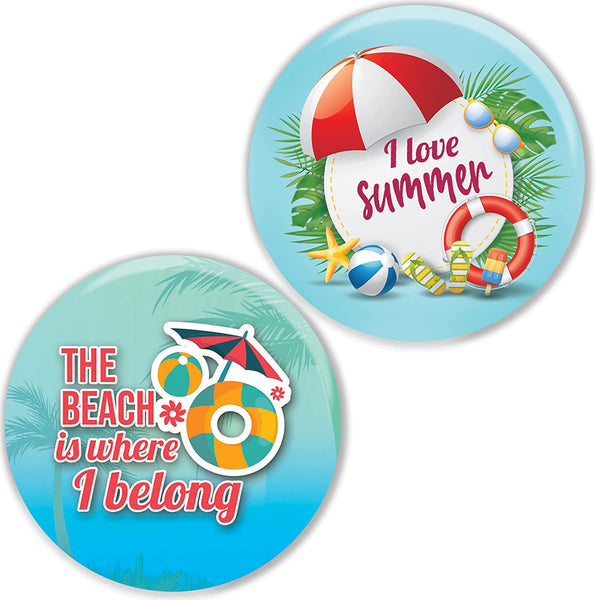 Creanoso Summer Vacation Pinback Button (1-Set X 10 Buttons) - Stocking Stuffers Premium Quality Gift Ideas for Children, Teens, & Adults - Corporate Giveaways & Party Favors