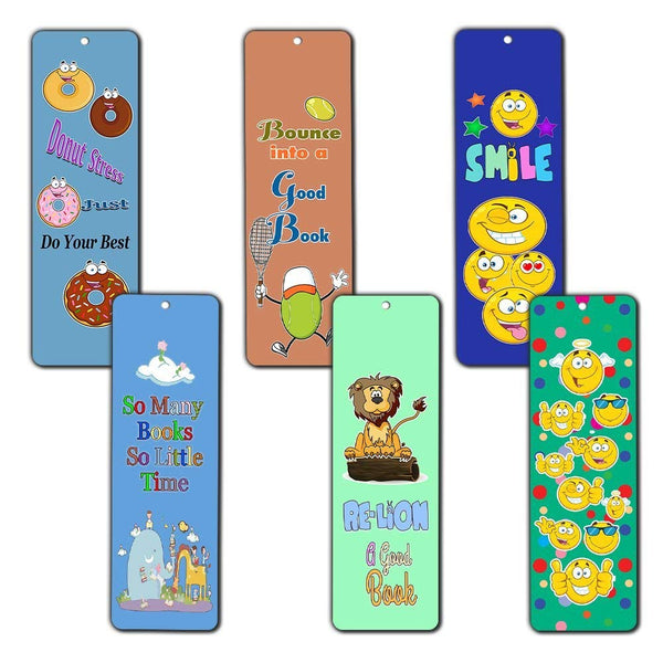 Creanoso Emoji Bookmarks Cards (60-Pack)- Smiley Face Emoticon Bookmarker - Books Reading Rewards
