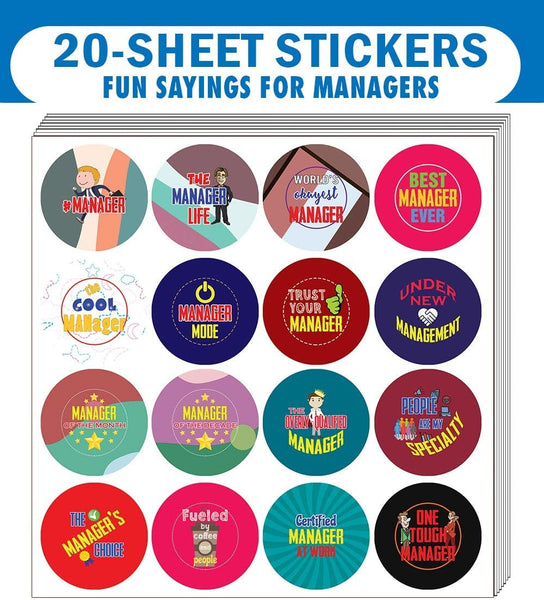 Creanoso I am a Manager Stickers (20 Sets X 16 Designs)â€“ Sticker Card Giveaways for Kids â€“ Awesome Stocking Stuffers Gifts for Boys & Girls â€“ Classroom Home Rewards Enticements