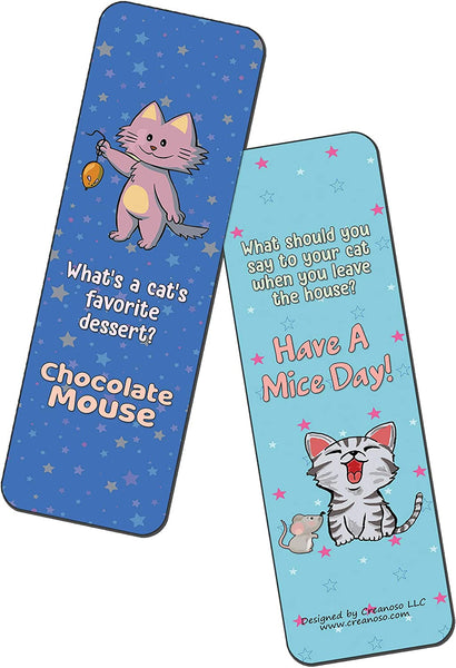Creanoso Funny Cat Jokes Bookmarks Series 1 (30-Pack) - Reward Incentives for Students and Children - Stocking Stuffers Party Favors & Giveaways for Teens & Adults