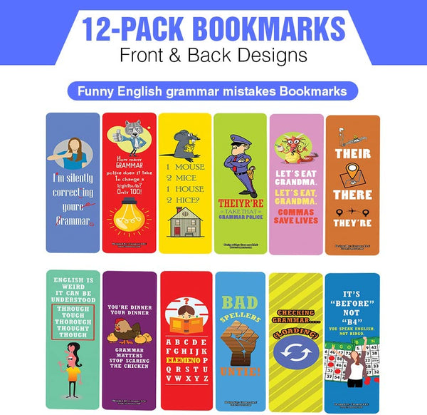 funny english grammar mistakes Bookmarks (2-Sets X 6 Cards)