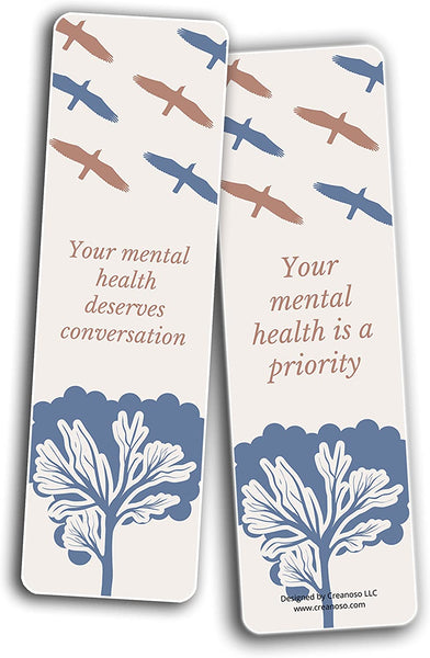 Creanoso Mental Health Matters Bookmarks (2-Sets X 6 Cards) â€“ Daily Inspirational Card Set â€“ Interesting Book Page Clippers â€“ Great Gifts for Adults and Teens