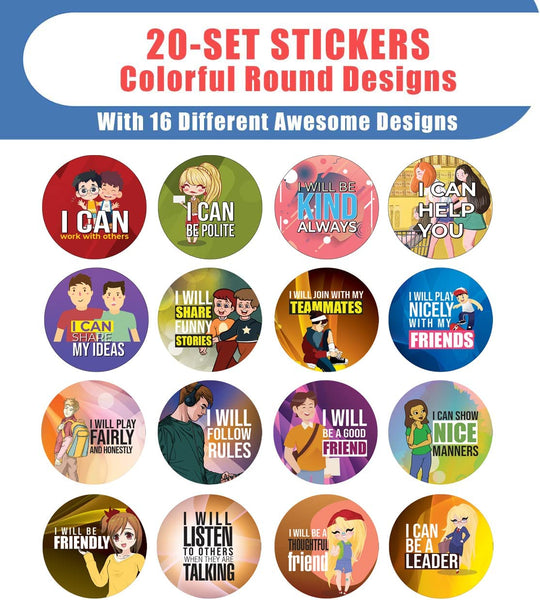 Creanoso Relationship Building Stickers (20 Sets X 16 Designs) â€“ Sticker Card Giveaways for Kids â€“ Awesome Stocking Stuffers Gifts for Boys & Girls â€“ Classroom Home Rewards Enticements