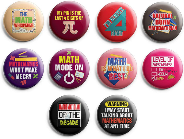 Creanoso I am a Mathematician Pinback Buttons (1 Set x 10 Buttons) - Stocking Stuffers Premium Quality Gift Ideas for Children, Teens, & Adults - Corporate Giveaways & Party Favors