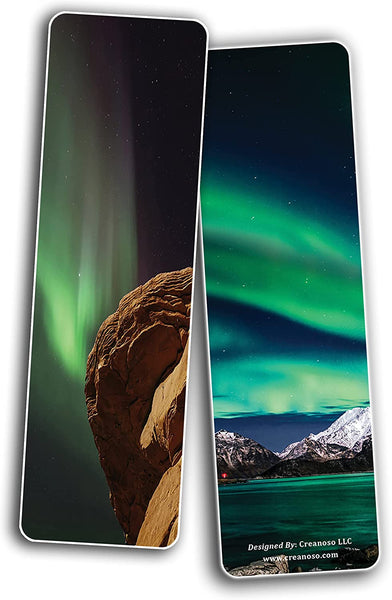 Creanoso Aurora Night Sky Bookmarks (2 Sets x 6 Cards) â€“ Daily Inspirational Card Set â€“ Interesting Book Page Clippers â€“ Great Gifts for Kids and Teens