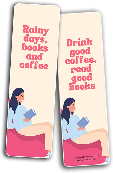 Creanoso Books and Coffee Lovers Bookmarks (5-Sets X 6 Cards) â€“ Daily Inspirational Card Set â€“ Interesting Book Page Clippers â€“ Great Gifts for Adults and Teens