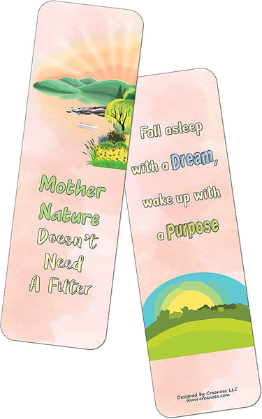 Motivational Watercolor Nature Bookmarks (10-sets X 6 Cards)