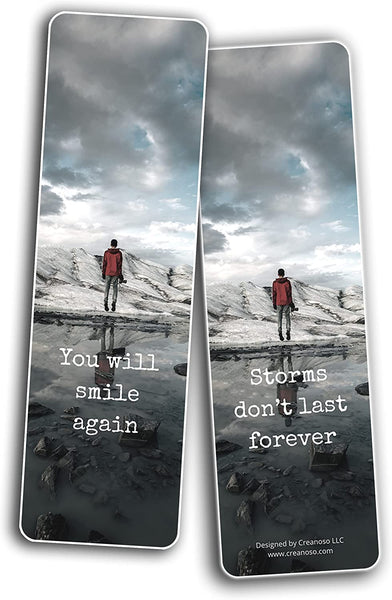 Creanoso Mental Health Matters Bookmarks (2-Sets X 6 Cards) â€“ Daily Inspirational Card Set â€“ Interesting Book Page Clippers â€“ Great Gifts for Adults and Teens