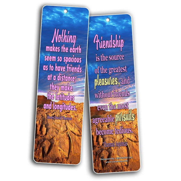 Creanoso Friendship Quotes Bookmarks Cards (60-Pack) - Friendship Gifts for Men Women Kids Boys