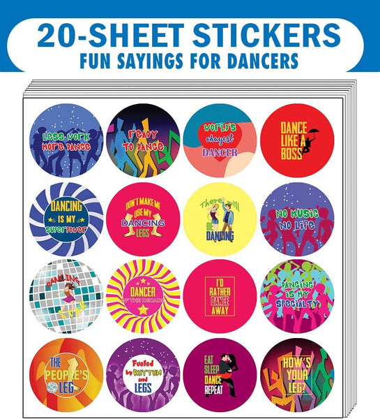 Creanoso I am a Dancer Stickers (20 Sets X 16 Designs)â€“ Sticker Card Giveaways for Kids â€“ Awesome Stocking Stuffers Gifts for Boys & Girls â€“ Classroom Home Rewards Enticements