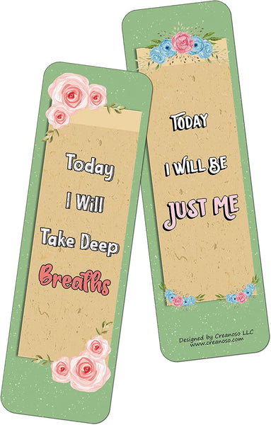 Creanoso Today I Will Bookmarks (30-Pack) â€“ Daily Inspirational Card Set â€“ Interesting Book Page Clippers â€“ Great Gifts for Kids and Teens