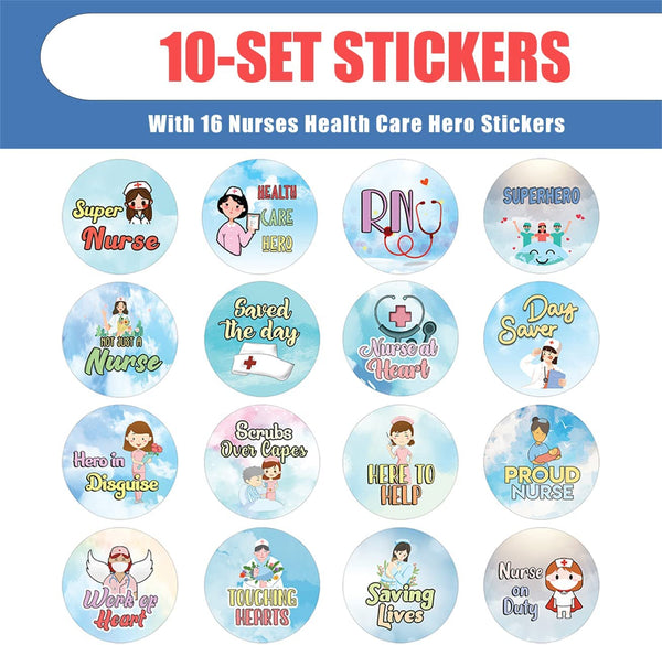 Nurses Health Care Hero Stickers (10 Set X 16 Designs)