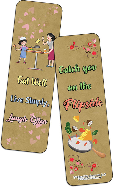 Creanoso Kitchen Quotes and Sayings Bookmarks (10-Sets X 6 Cards) â€“ Daily Inspirational Card Set â€“ Interesting Book Page Clippers â€“ Great Gifts for Adults and Teens