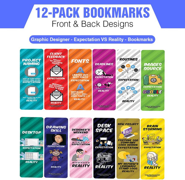 Graphic Designer - Expectation VS Reality - Bookmarks (2-Sets X 6 Cards)