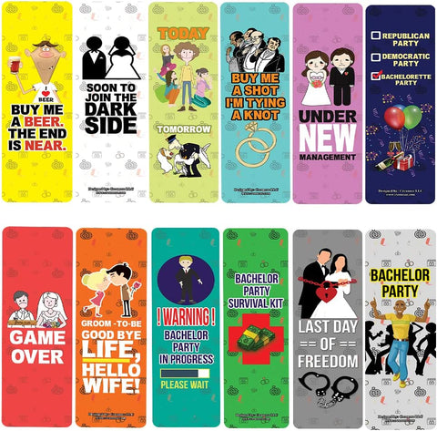 Creanoso Funny Bachelor Party Bookmarks (10-Sets X 6 Cards) â€“ Daily Inspirational Card Set â€“ Interesting Book Page Clippers â€“ Great Gifts for Adults and Teens