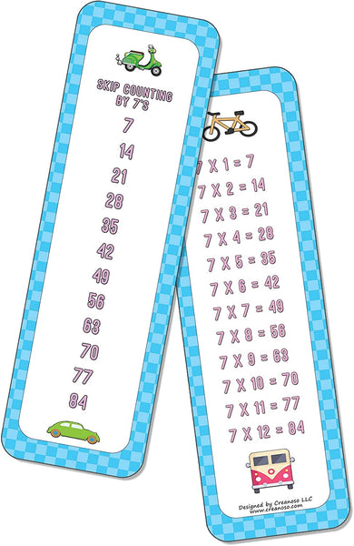 Skip Counting Chart Bookmark Cards - Vehicle Transportation Theme (6-Set X 6 Cards)