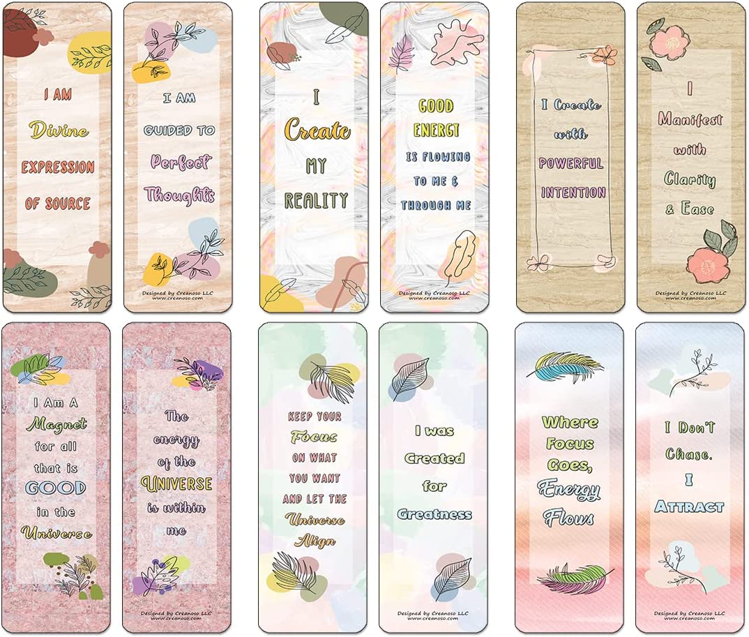 Positive Manifestation Bookmarks (2-Sets X 6 Cards)