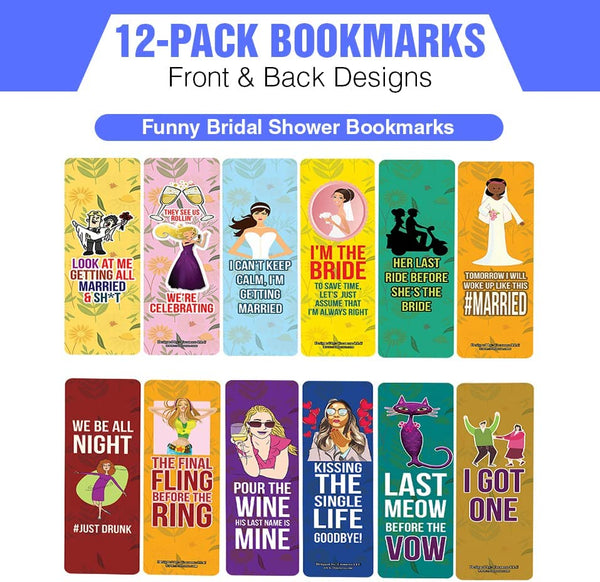 Creanoso Funny Bridal Shower Bookmarks (2-Sets X 6 Cards) â€“ Daily Inspirational Card Set â€“ Interesting Book Page Clippers â€“ Great Gifts for Adults and Teens