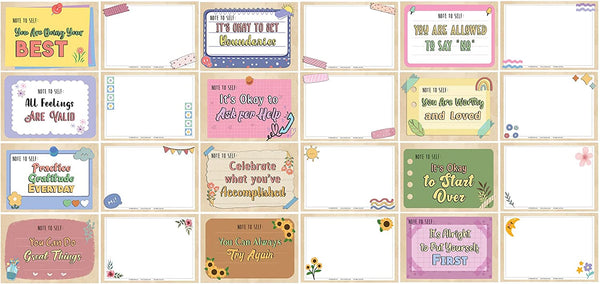 Creanoso Note to Self - Self Care Postcards (1 Set X 12 Designs) - Unique Cool Giveaways for Kids, Adults, Boys,Girls,Womenâ€“ Great Greeting Cards Collection Set