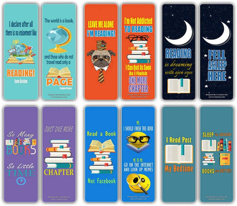 Reading Bookmarks for Books (30-Pack) - Modern Book Lover Bookmarker Cards Party Favors - Premium Quality Gifts Stocking Stuffers for Men Women Adults Teens Kids Boys Girls