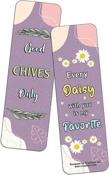 Creanoso Funny Plant Life Quotes Bookmarks (2-Sets X 6 Cards) â€“ Daily Inspirational Card Set â€“ Interesting Book Page Clippers â€“ Great Gifts for Adults and Teens