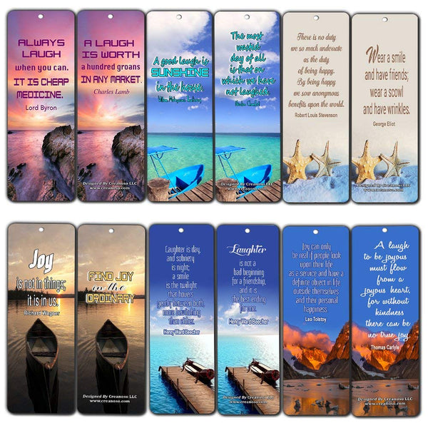 Creanoso Inspirational Sayings Bookmarks (60-Pack) - Laughter and Joy Quotes - Encouragement Set