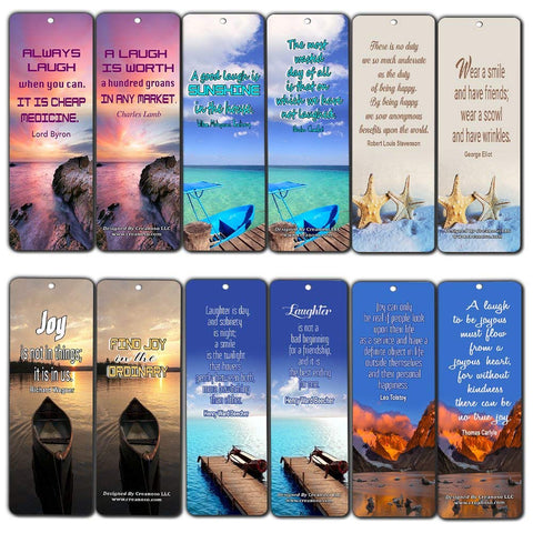 Creanoso Inspirational Sayings Bookmarks (60-Pack) - Laughter and Joy Quotes - Encouragement Set