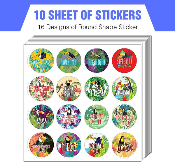 Toucan Motivational Sticker (Round Sticker) (Sheet of 10) - Classroom Reward Incentives for Students and Children - Stocking Stuffers Party Favors & Giveaways for Teens & Adults