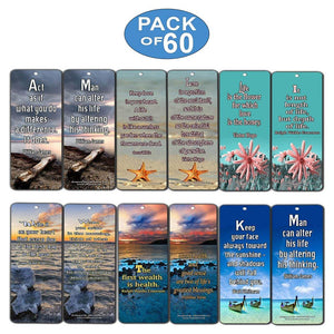Creanoso Inspirational Bookmarks (60-Pack) - Life Changing Quotes Bookmarker Set
