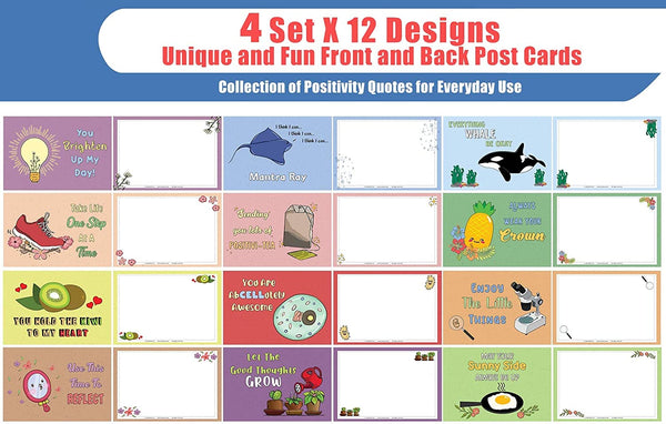 Positivity Pun Postcards (4 Set X 12 Designs)