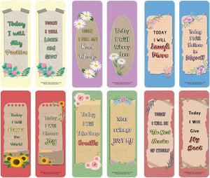 Creanoso Today I Will Bookmarks (12-Pack) â€“ Creanoso Daily Inspirational Card Set â€“ Interesting Book Page Clippers â€“ Great Gifts for Kids and Teens