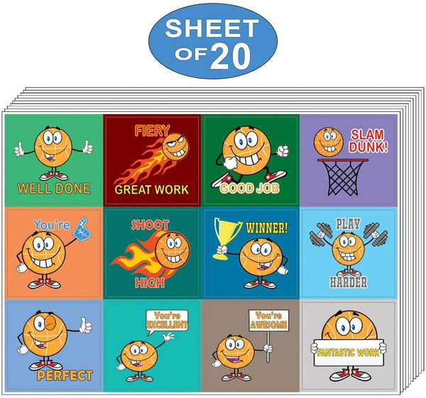 Creanoso Motivational Basketball Sport Series Stickers - Stickies for Boys, Girls, Kids