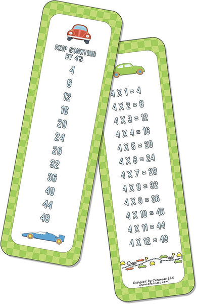 Skip Counting Chart Bookmark Cards - Vehicle Transportation Theme (6-Set X 6 Cards)