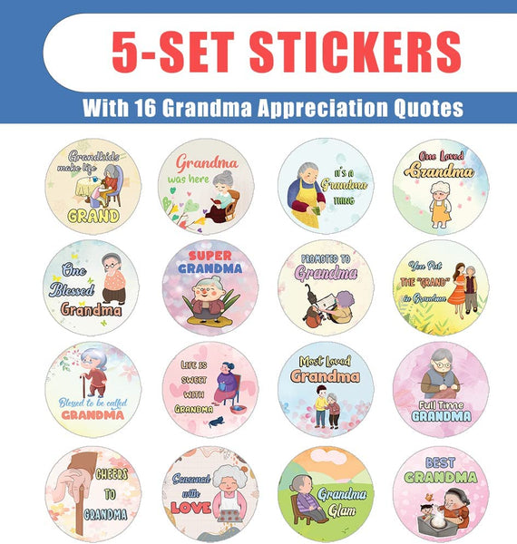 Creanoso Grandma Life Quotes Stickers (5 Sets X 16 Designs) â€“ Sticker Card Giveaways for Grandmothers â€“ Awesome Stocking Stuffers Gifts â€“ Home Rewards Enticements